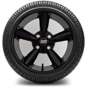 14in. Low Pro 205/30-14 on Excalibur Series 82 Gloss Black Wheel - Set of 4