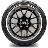 14in. Low Pro 205/30-14 on Excalibur Series 85 Gloss Black / Machined Lip Wheel - Set of 4