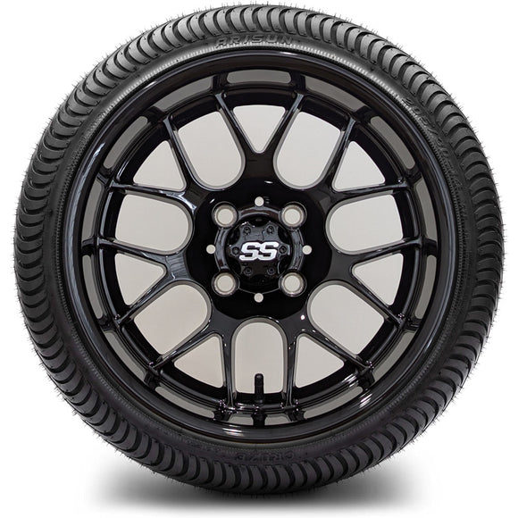 14in. Low Pro 205/30-14 on Excalibur Series 85 Gloss Black Wheel - Set of 4