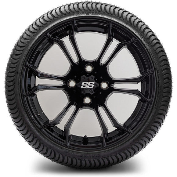 14in. Low Pro 205/30-14 on Excalibur Series 86 Gloss Black Wheel - Set of 4