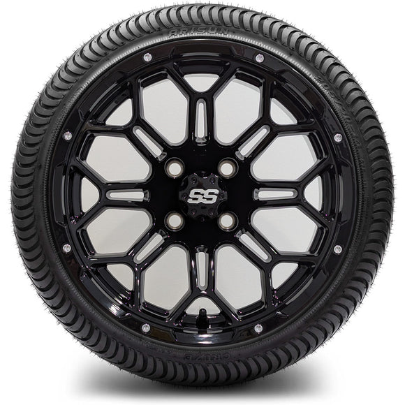 14in. Low Pro 205/30-14 on Excalibur Series 87 Gloss Black Wheel - Set of 4