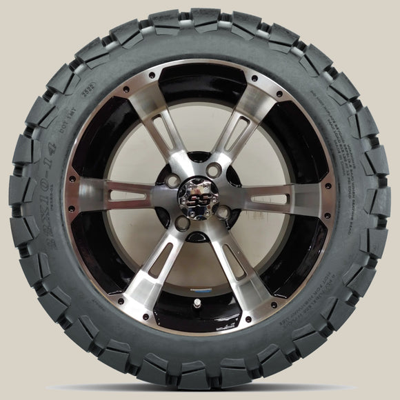 14in. TIMBERWOLF 22x10-14 on Excalibur Series 57 Black/Machined Face Wheel - Set of 4
