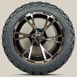 14in. TIMBERWOLF 22x10-14 on Excalibur Series 63 Black/Machined Face Wheel - Set of 4