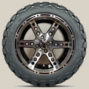 14in. TIMBERWOLF 22x10-14 on Excalibur Series 72 Black/Machined Face Wheel - Set of 4