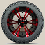 14in. TIMBERWOLF 22x10-14 on Excalibur Series 74 Black/Red Wheel - Set of 4