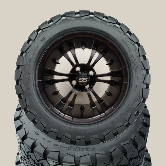 14in. TIMBERWOLF 22x10-14 on Excalibur Series 74 Matte Black Wheel - Set of 4