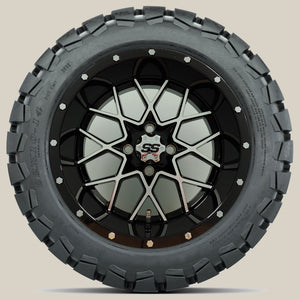 14in. TIMBERWOLF 22x10-14 on Excalibur Series 80 Black/Machined Face Wheel - Set of 4