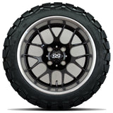 14in. TIMBERWOLF 22x10-14 on Excalibur Series 85 Gloss Black / Machined Lip Wheel - Set of 4