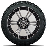 14in. TIMBERWOLF 22x10-14 on Excalibur Series 86 Black/Machined Face Wheel - Set of 4