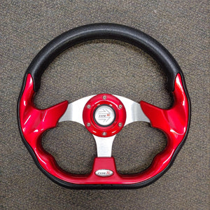 Red Custom Racer Golf Cart Steering Wheel