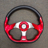 Red Custom Racer Golf Cart Steering Wheel with Adapter