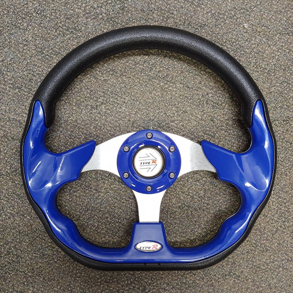 Blue Custom Racer Golf Cart Steering Wheel with Adapter