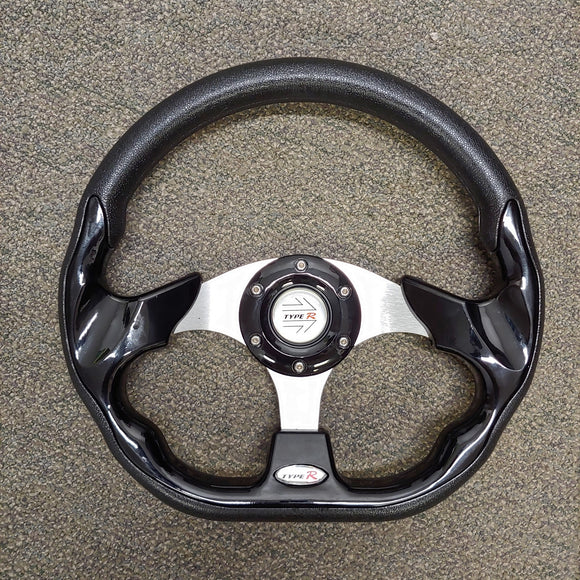 Black Custom Racer Golf Cart Steering Wheel with Adapter