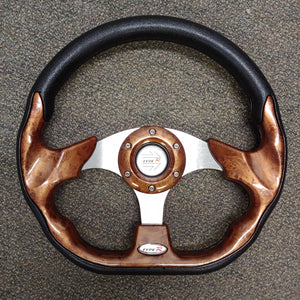 Woodgrain Custom Racer Golf Cart Steering Wheel