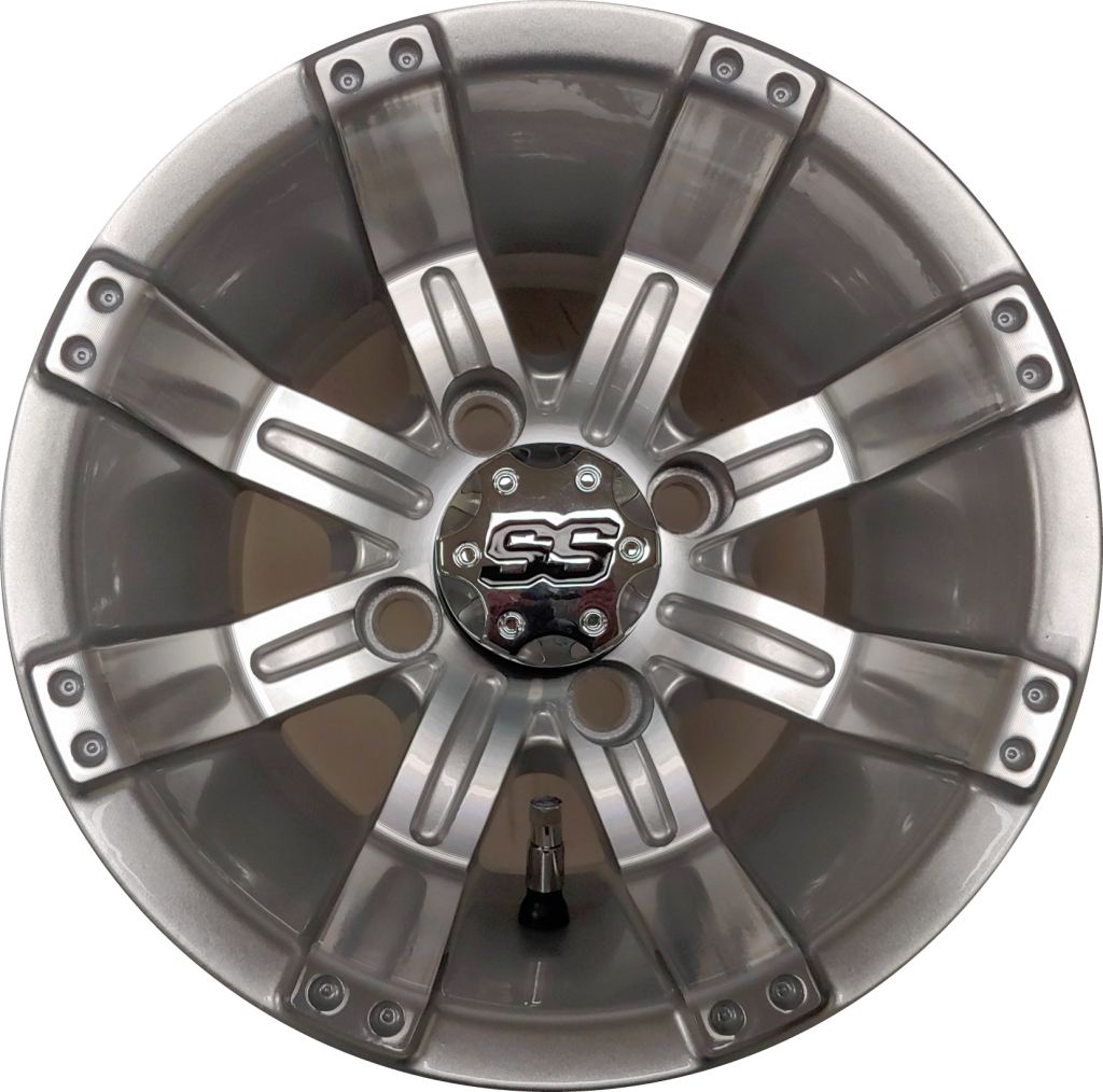 10" Aluminum Golf Cart Wheel Excalibur Series 75 Silver/Machined F