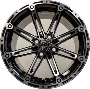 14" Aluminum Golf Cart Wheel - Excalibur Series 81 - Black/Machined Face
