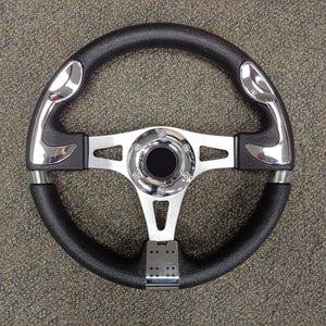 Chrome Custom F1 Golf Cart Steering Wheel with Adapter