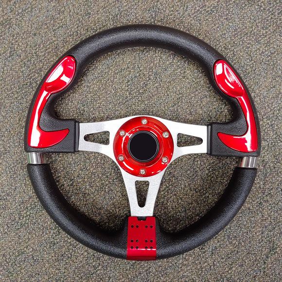 Red Custom F1 Golf Cart Steering Wheel with Adapter