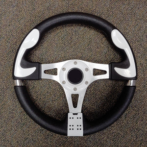 White Custom F1 Golf Cart Steering Wheel with Adapter