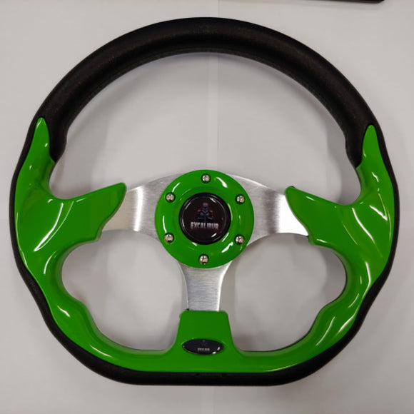 Green Custom Racer Golf Cart Steering Wheel with Adapter