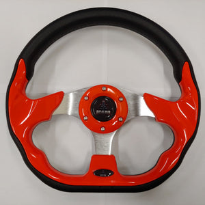 Orange Custom Racer Golf Cart Steering Wheel with Adapter