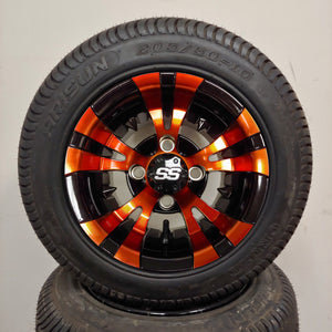 10in. Low Pro 205/50-10 on Excalibur Series 74 Black/Orange Wheel - Set of 4