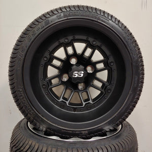12in. Low Pro 215/35-12 on SS216 BLACK OPS - MATTE BLACK Wheel - Set of 4