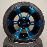 12in. Low Pro 215/35-12 on Excalibur Series 57 Black/Blue Wheel - Set of 4