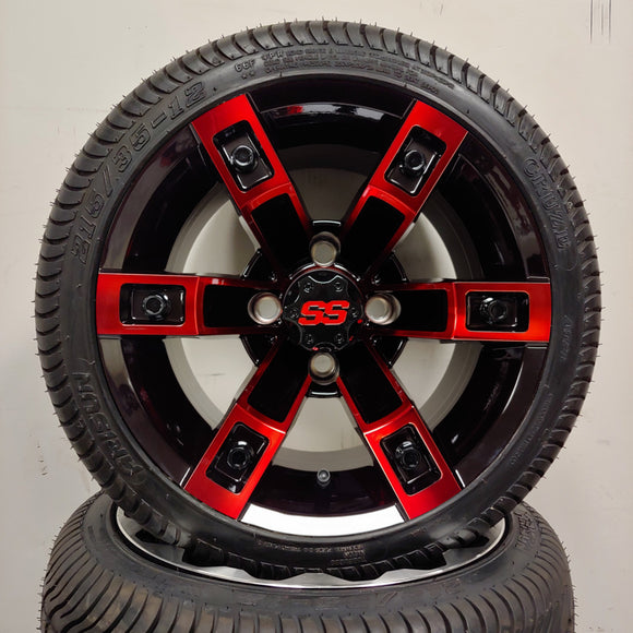 12in. Low Pro 215/35-12 on Excalibur Series 71 Black/Red Wheel - Set of 4