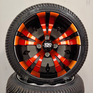 12in. Low Pro 215/35-12 on Excalibur Series 74 Black/Orange Wheel - Set of 4