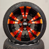12in. Low Pro 215/35-12 on Excalibur Series 74 Black/Orange Wheel - Set of 4