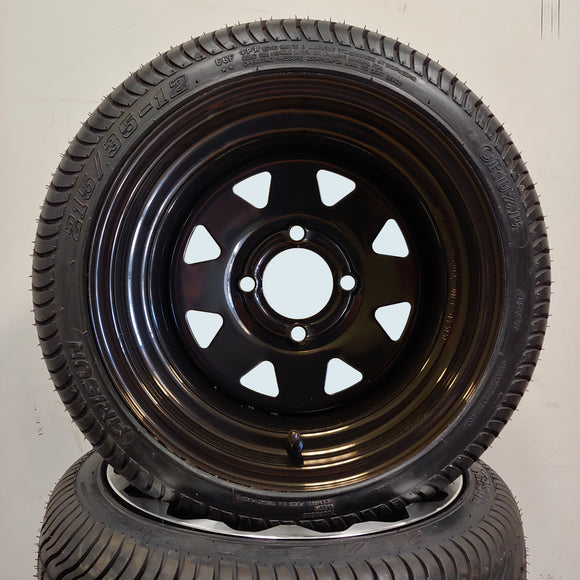 12in. Low Pro 215/35-12 on Black Steel Wheel - Set of 4