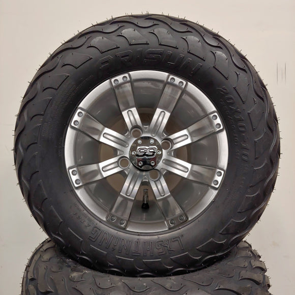 10in. LIGHTNING Off Road 20X10X10 on Excalibur Series 75 Silver/Machined Face - Set of 4