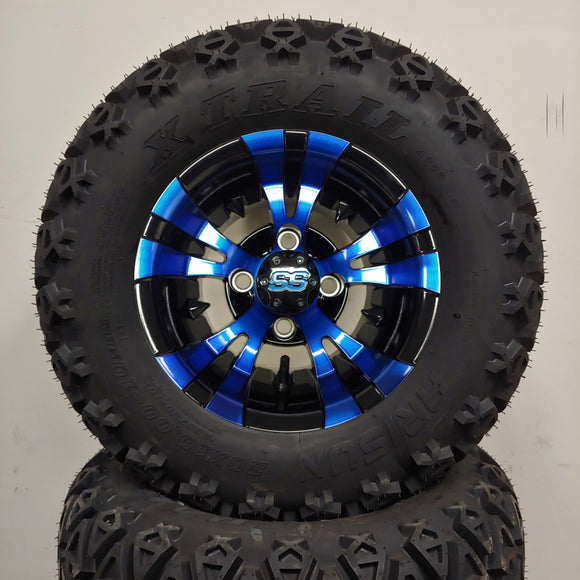 10in. Off Road 20X10X10 on Excalibur Series 74 Black/Blue Wheel - Set of 4