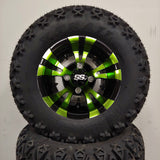 10in. Off Road 20X10X10 on Excalibur Series 74 Black/Green Wheel - Set of 4