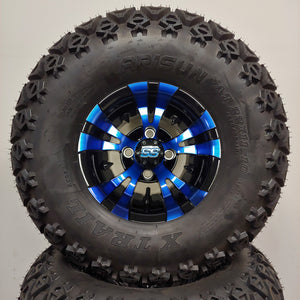 10in. Off Road 22 X 11-10 on Excalibur Series 74 Black/Blue Wheel - Set of 4