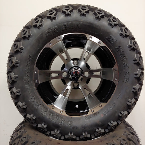 12in. Off Road 23x10.5x12 on Excalibur Series 57 Black/Machined Face Wheel - Set of 4