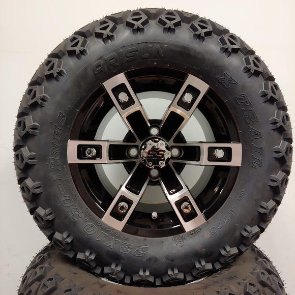 12in. Off Road 23x10.5x12 on Excalibur Series 71 Black/Machined Face Wheel - Set of 4