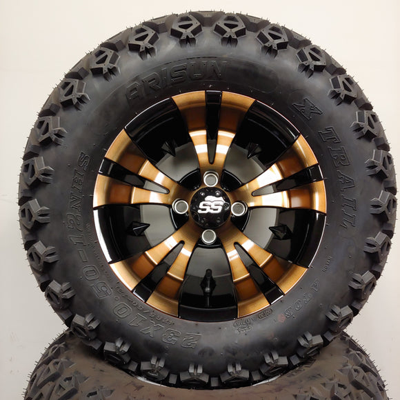 12in. Off Road 23x10.5x12 on Excalibur Series 74 Bronze/Machined Face Wheel - Set of 4