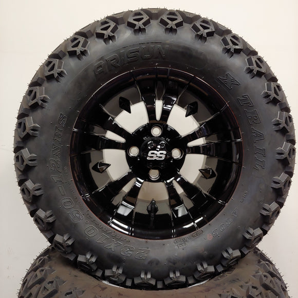 12in. Off Road 23x10.5x12 on Excalibur Series 74 Gloss Black Wheel - Set of 4