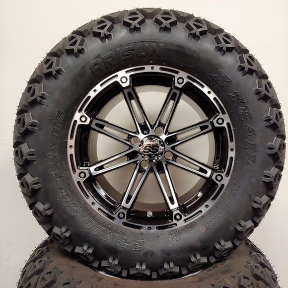 12in. Off Road 23x10.5x12 on Excalibur Series 81 Black/Machined Face Wheel - Set of 4