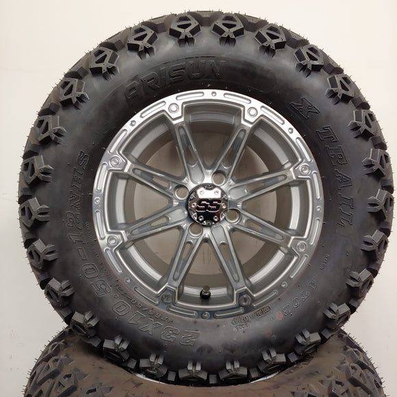 12in. Off Road 23x10.5x12 on Excalibur Series 81 Silver/Machined Face Wheel - Set of 4