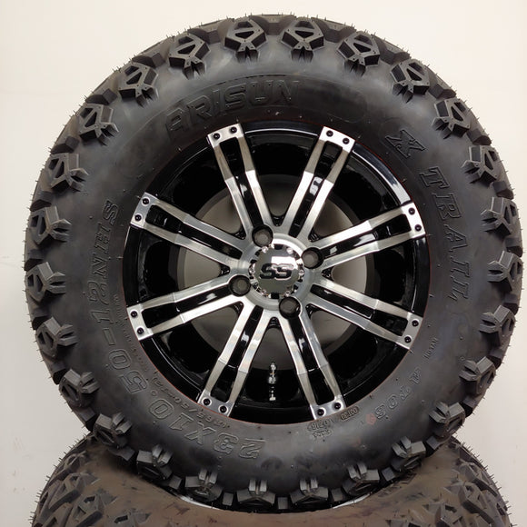 12in. Off Road 23x10.5x12 on Excalibur AX-3 Series Black/Machined Face Wheel - Set of 4