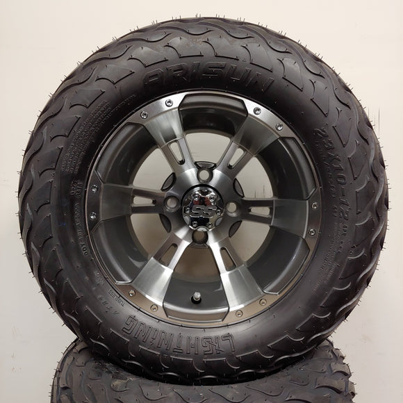 12in. LIGHTNING Off Road 23x10-12 on Excalibur Series 57 Gunmetal/Machined Face Wheel - Set of 4