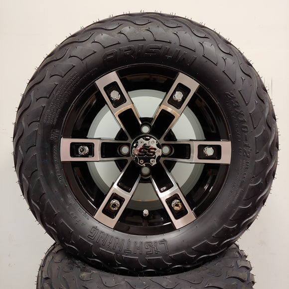 12in. LIGHTNING Off Road 23x10-12 on Excalibur Series 71 Black/Machined Face Wheel - Set of 4