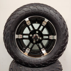 12in. LIGHTNING Off Road 23x10-12 on Excalibur Series 77 Black/Machined Face Wheel - Set of 4