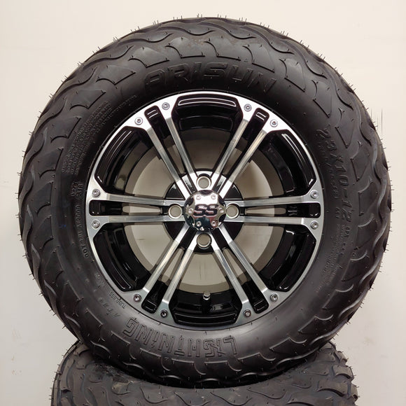 12in. LIGHTNING Off Road 23x10-12 on Excalibur Series 66 Black/Machined Face Wheel - Set of 4