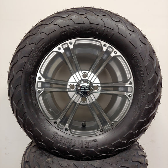 12in. LIGHTNING Off Road 23x10-12 on Excalibur Series 66 Silver/Machined Face Wheel - Set of 4