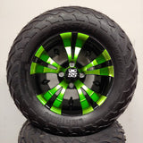 12in. LIGHTNING Off Road 23x10-12 on Excalibur Series 74 Black/Green Wheel - Set of 4