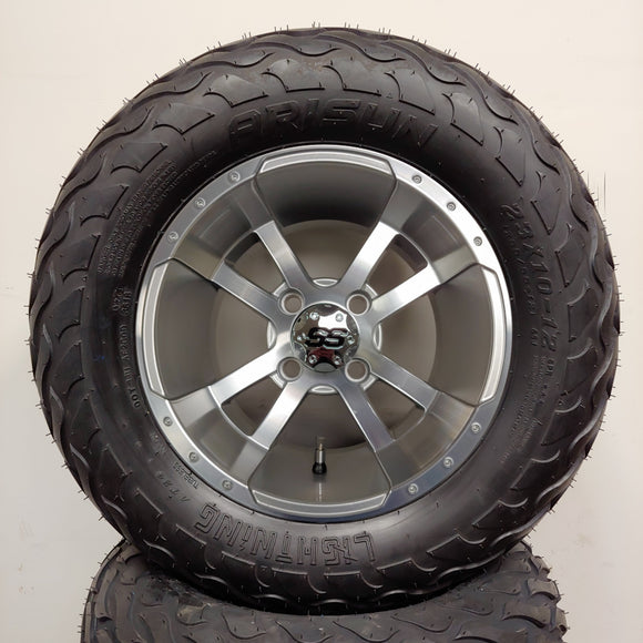12in. LIGHTNING Off Road 23x10-12 on Excalibur Series 79 Silver/Machined Face Wheel - Set of 4